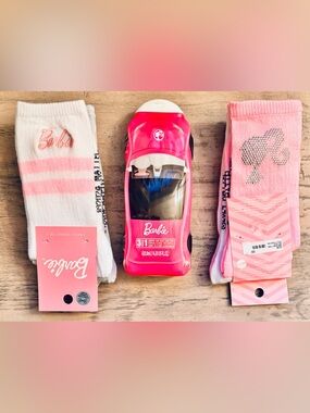 Barbie Bundle of 3-in-1 Body Wash & Packs of Rhinestone Embroidered Socks
